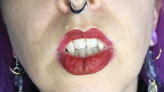 Vampire Teeth Red Lips Open Mouth Vape Fangs