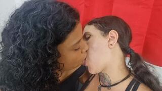 Brunette Princess and Hot Brunette Kissing with Lots of Saliva Part 4 by Nathy and Kwen Cam Full HD