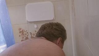 Gay Chubby Daddy Bear take a shower