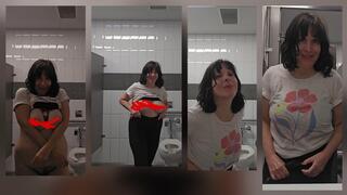Late Night Party In The Public Restroom w tits and Spits Pee Too