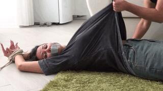 LORY squirms cries and struggles against the tickling T