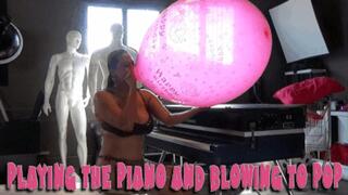 Playing the piano and blowing to pop