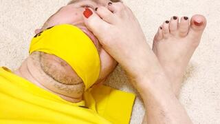 Feet in face edging bondage -BBW domination, BBW bondage,bound and gagged man,man tied up,amateur,male bondage,man in bondage,soccer kit,football kit,socks,rope bondage,gay bondage,edging,edged,feet,handjob,