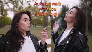 Autumn walk with you smoking girl