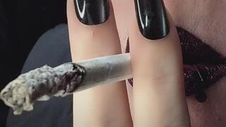 Purple Glitter Lipstick and a Cork ~ Close Up Smoking