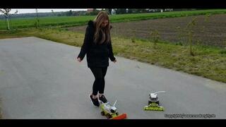 toy car crush in black fila sneakers