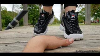hand trample in cute new Fila sneakers