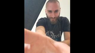 Giant finds a tiny under his desk!!