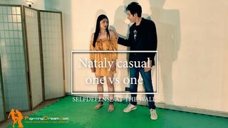 Nataly casual one VS one selfdefense at the wall