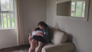 Wooden Spoon Spanking Over the Knee from the Side