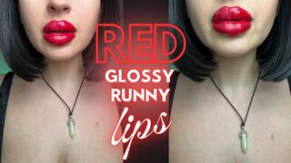 Red Glossy Runny Lips