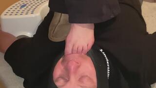 Ugg slippers trampling and foot worshipping