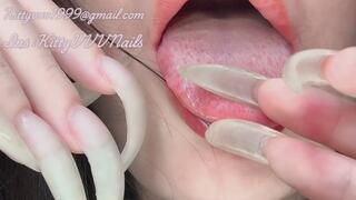Licking my long sexy natural nails myself