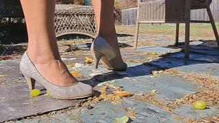 Fruit and cracker crush! Watch Me in My gold glitter pumps