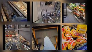 ASMR RIDING UP AND DOWN 3 VARIOUS ESCALATORS while Out Of Town