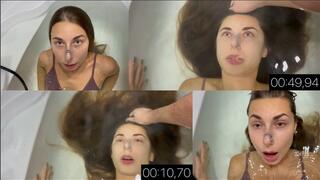 Nastya trains to hold her breath for more than one minute (custom video)