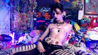 Quick Flash Teasing From A Frisky Goth Angel!