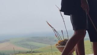 Caning Hanno's Ass for Waking Me Up Early on the Porch Overlooking the Valley