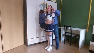 Ness_Bondage school-girl_Gagging_Hopping_Tr7_Tel_Part 1