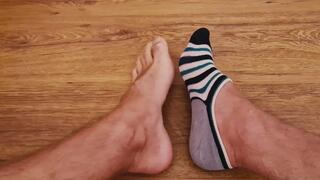 Man socks barefoot