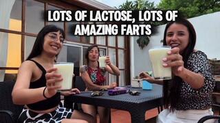 Drinking milk, lots of amazing farts in the yard Alesia, Grecia, Jasmine