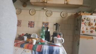 MAKING A CUP OF COFFEE EXPOSING ASS