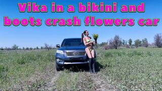 Vika in a bikini and boots crash flowers car _ 4k hdr pro res_full video 23 min