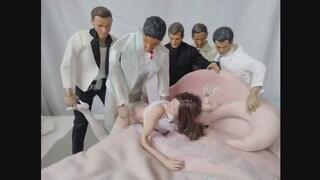 Cynthia and some guys on bed