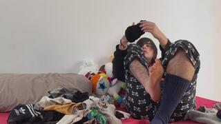 FTM Emo Femboy trying on TONS of dirty old mismatched socks