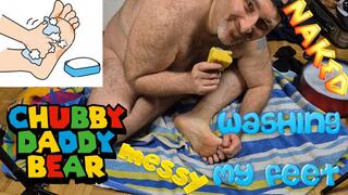 Chubby Daddy Bear washing feet