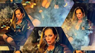 Smoking Goddess in Leather, Gloves, Pantyhose and High Heels - Dunhill Menthol 100