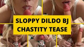 Sloppy Dildo Blowjob Chastity Tease