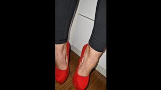 seductive red heel walk