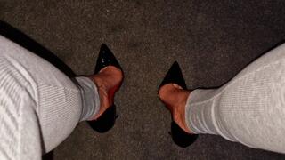 Black heels and leggings show