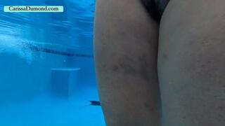 Carissa shows off her impact marks nude and in the pool.