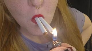 Smoking 2 non filter Camel cigarettes at once