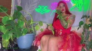 Poison Ivy Defeets and Rides Batman