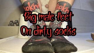 Big male feet on dirty socks