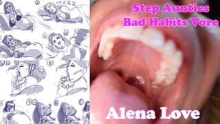 Alena Step Aunties Bad Habits Vore- 4" Man, Belly Sounds[HD]