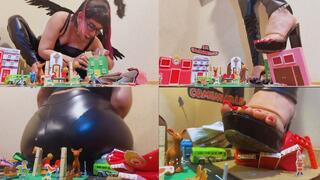 Crushing tiny town with heels