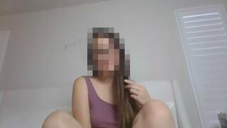 He wants me to fuck my pink tight pussy without my glasses...