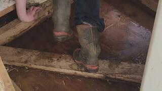 Girl's halloween cowgirl costume doesn't cover her ass but she still has to do all the chores while you stare at her crack