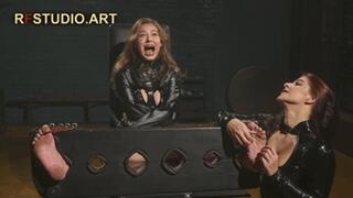 Patty in Bolero Straitjacket in Stocks - Relentless Barefoot Tickling by Lady Pandora (UHD 4K MP4)
