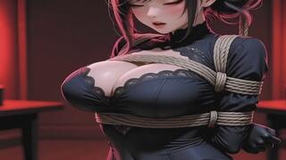 Girl in Bondage 01 - Seductive Shibari Tease in Red Light