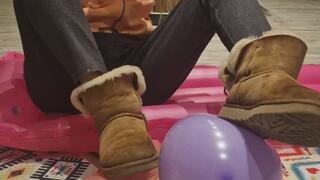 I play with my UGGs, a air mattress and some balloons