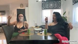 Spanis milf and sexy pawg smoking cigarette