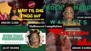Temptress Mango's Vintage Femdom Halloween Compilation 2: Ebony Findom Blackmail Fantasy, SPH, Eye and Face Fetish, Ebony Goddess Worship, Ebony Ass Worship, Cake Sitting