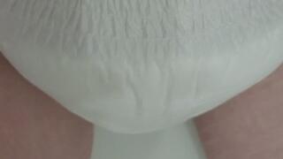 View inside Pinkie's pullup filling with pee