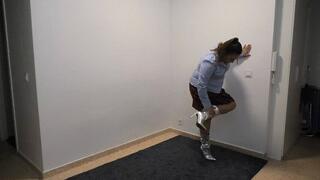 Holding a leg in silver boots ORDER a