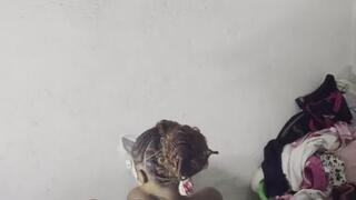 Self pee in sexy dress